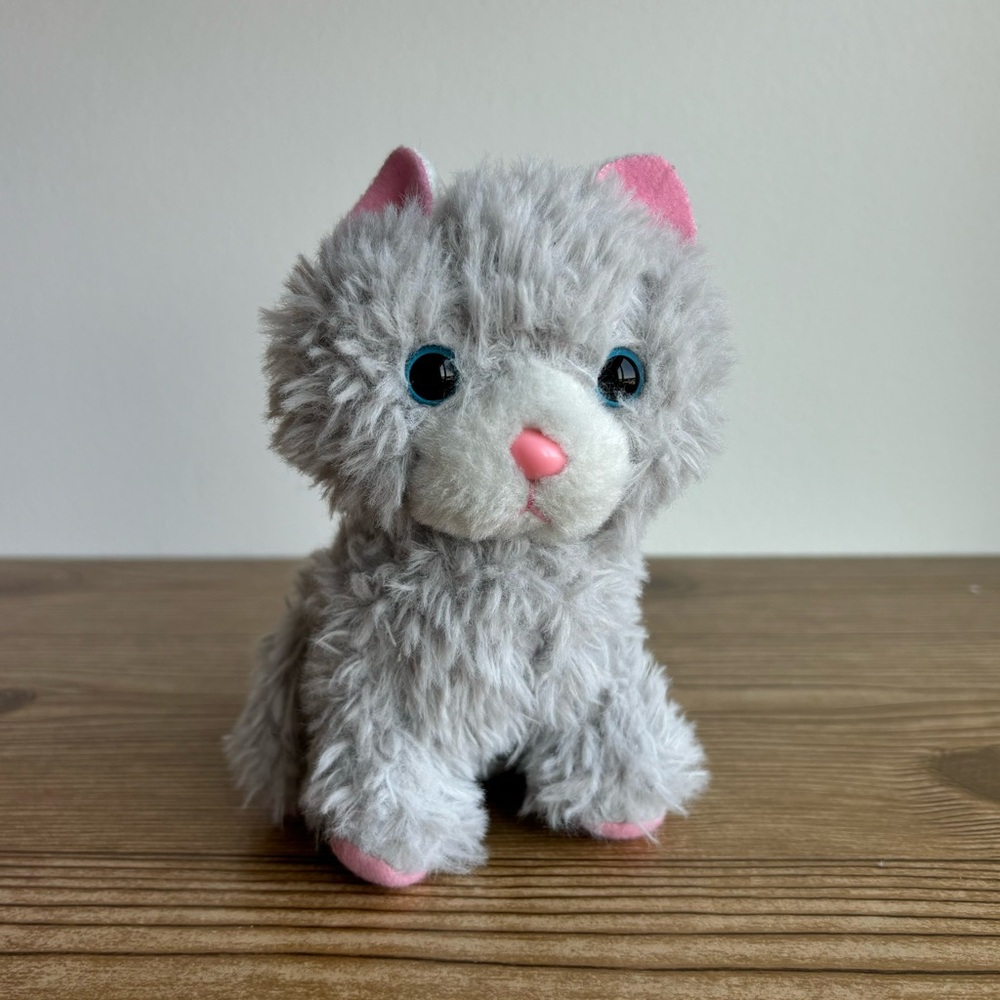 Scruffies Grey Meowing, Purring Cat Plush Toy